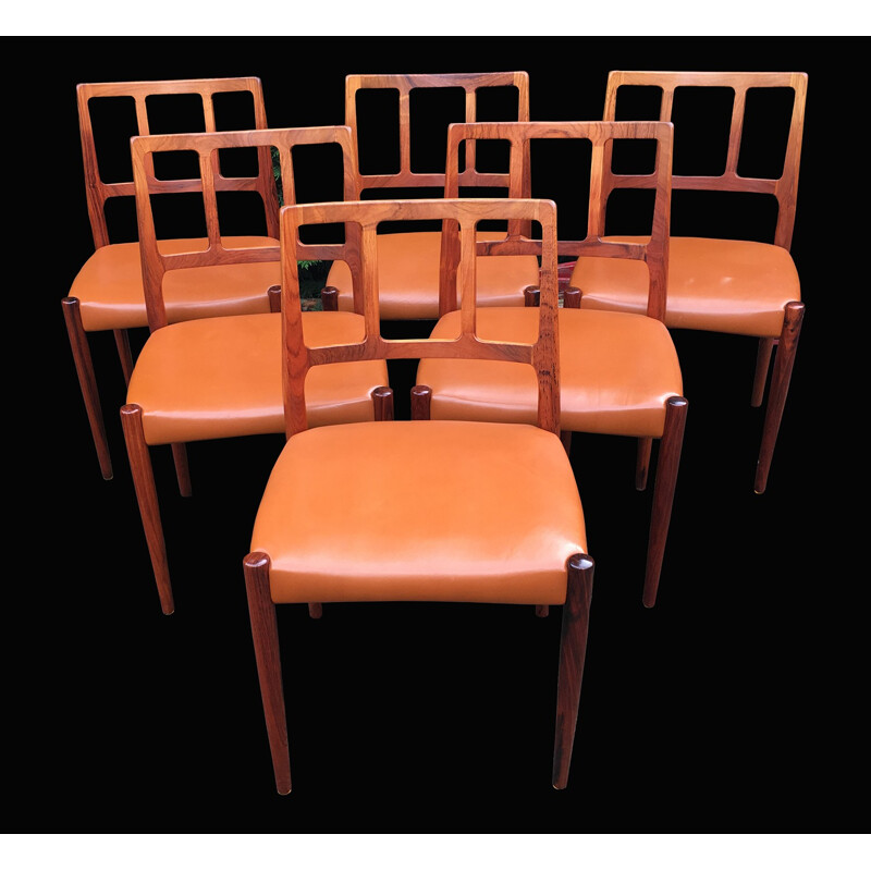 Suite de 6 Chaises en Palissandre par Johannes Andersen pour Uldum Mobelfabrik - 1960