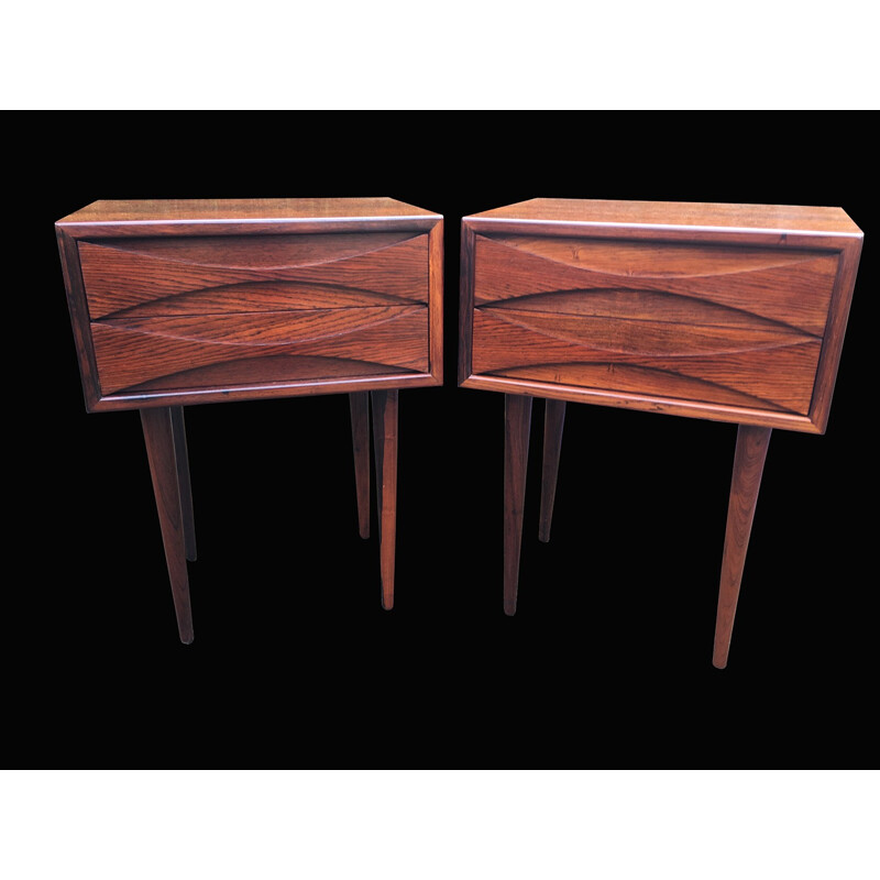 Pair of Rosewood 2 drawer bedside tables by Arne Vodder for NC Mobler Odense - 1960s