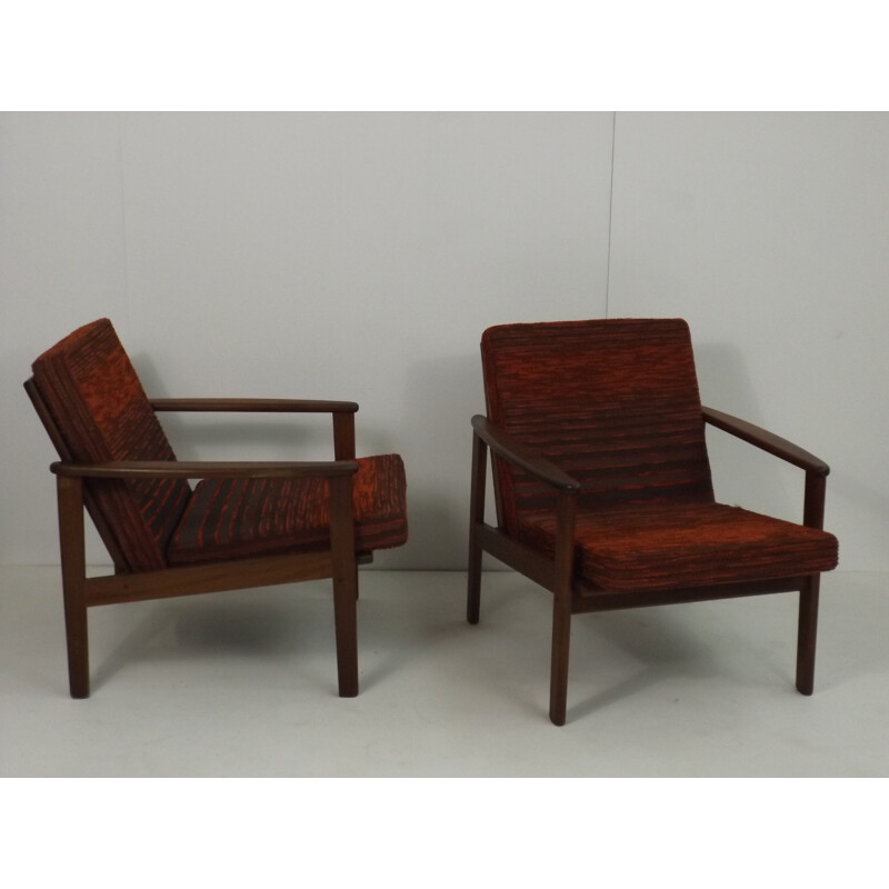 Red Vintage Armchair Scandinavian chairs - 1960s