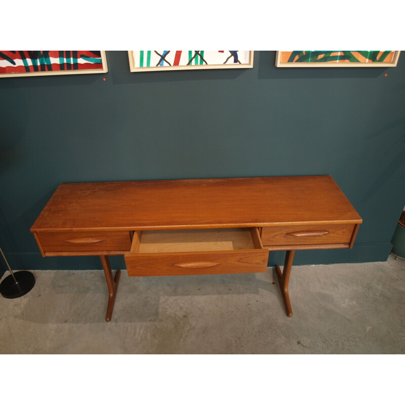 Vintage Brown Teak Console - 1960s