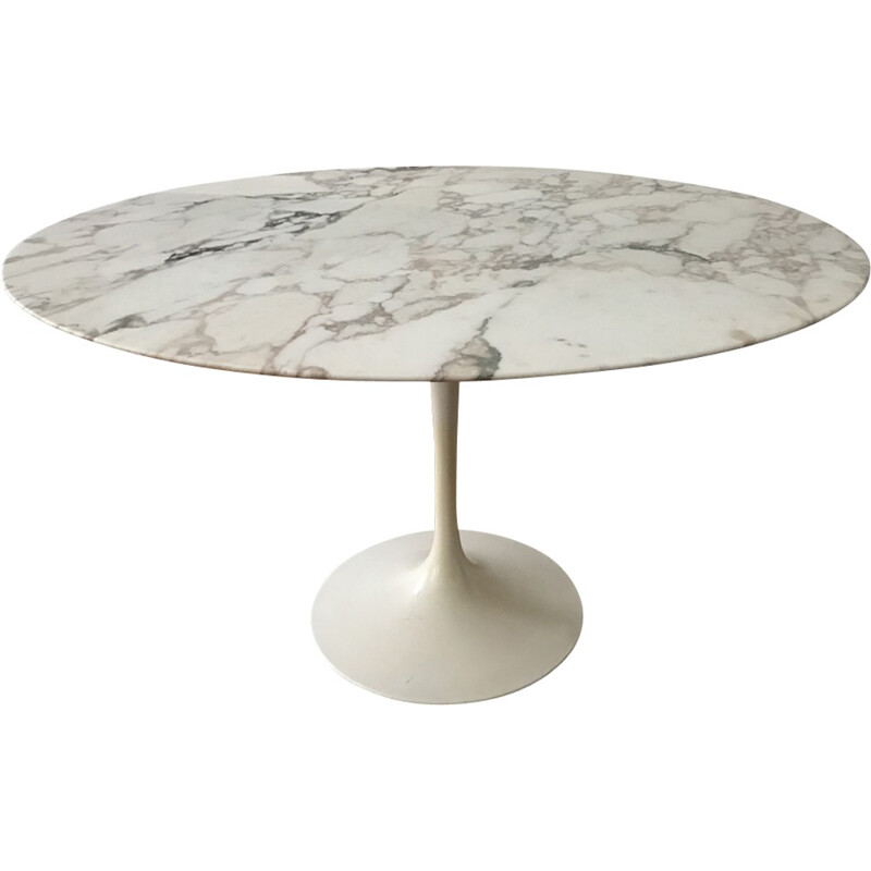 Table vintage en marbre "arabescato" par Eero Saarinen pour Knoll international - 1960