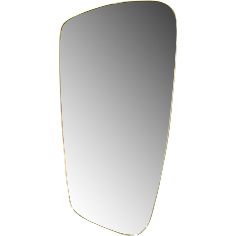 Mid-century asymmetrical brass mirror