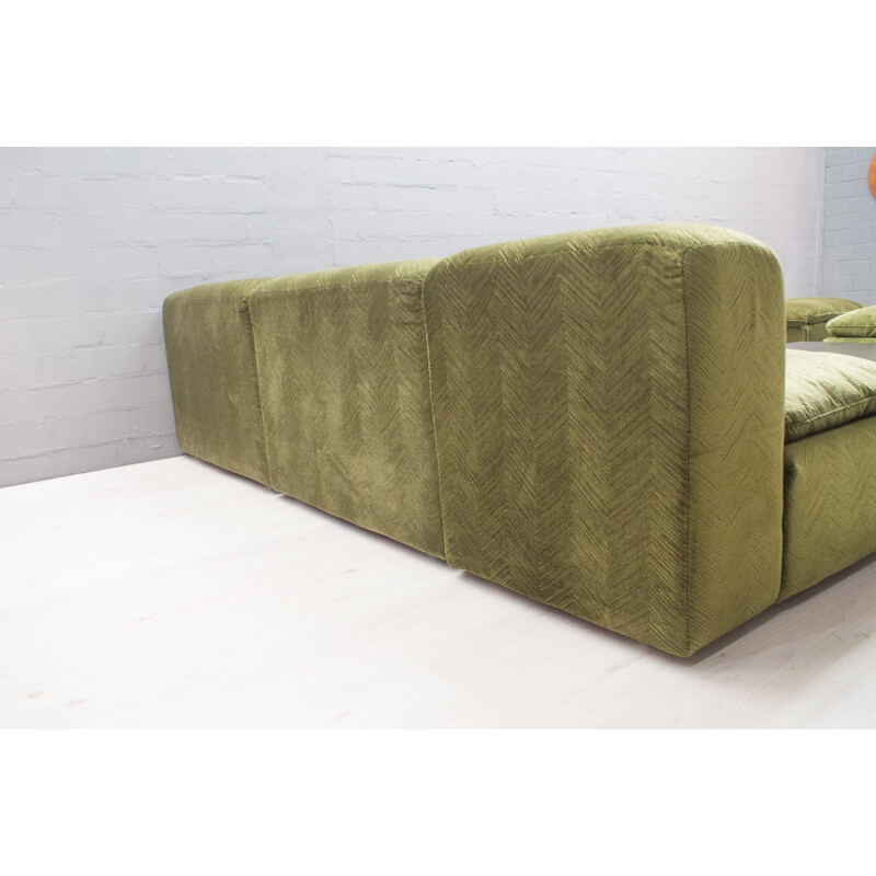 Ensemble de salon vintage en tissu vert - 1960