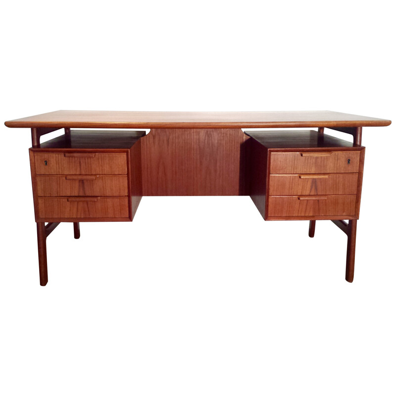 "Double sides" desk in teak by Gunni OMANN for Omann Jun Mobelfabrik - 1960s