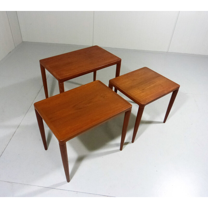Set of 3 teak nesting tables by H.W. Klein for Bramin Denmark - 1960s