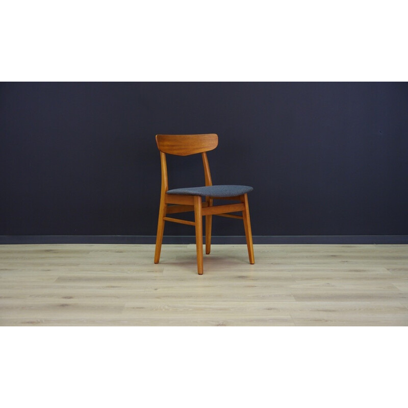 Set of 4 Vintage Danish chairs in teak and fabric - 1960s