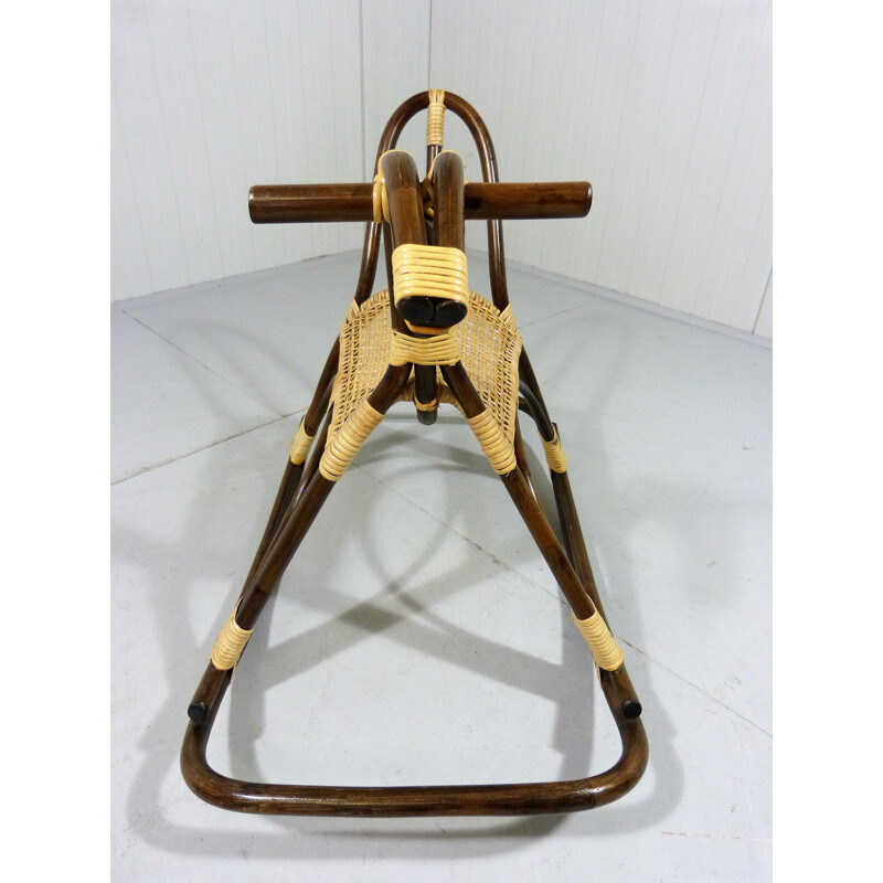 Vintage Rattan Rocking Horse - 1960s