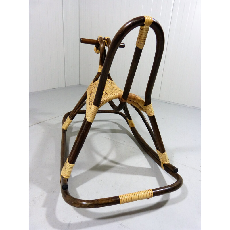 Vintage Rattan Rocking Horse - 1960s