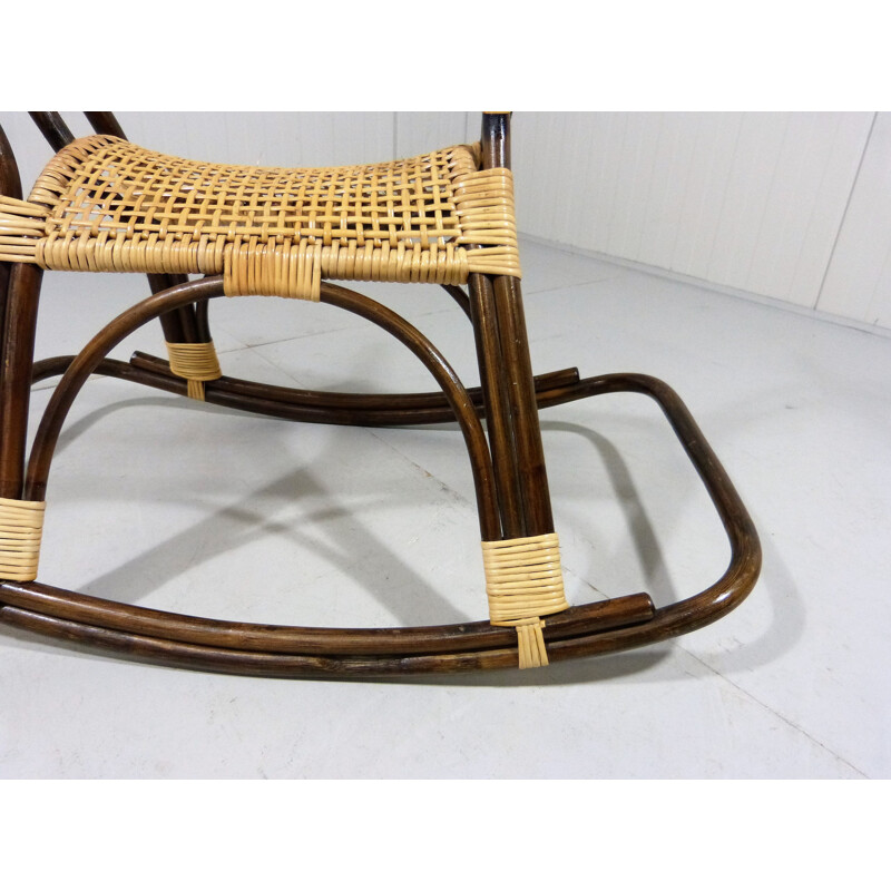 Vintage Rattan Rocking Horse - 1960s