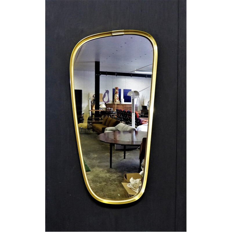 Vintage Brass Mirror by Vereinigte Werkstatten Munchen - 1950s