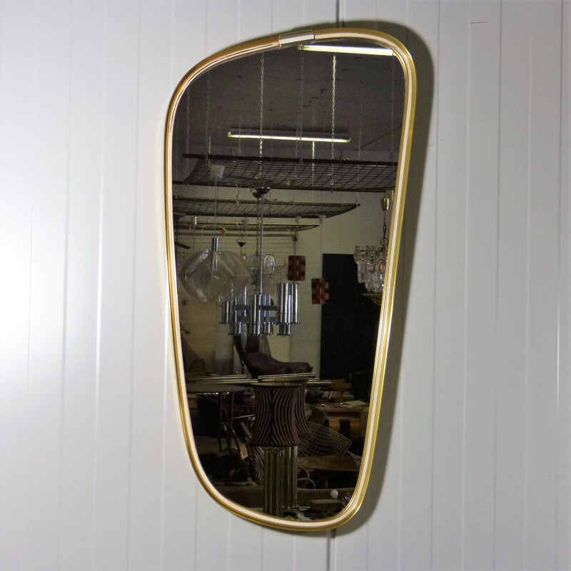 Vintage Brass Mirror by Vereinigte Werkstatten Munchen - 1950s