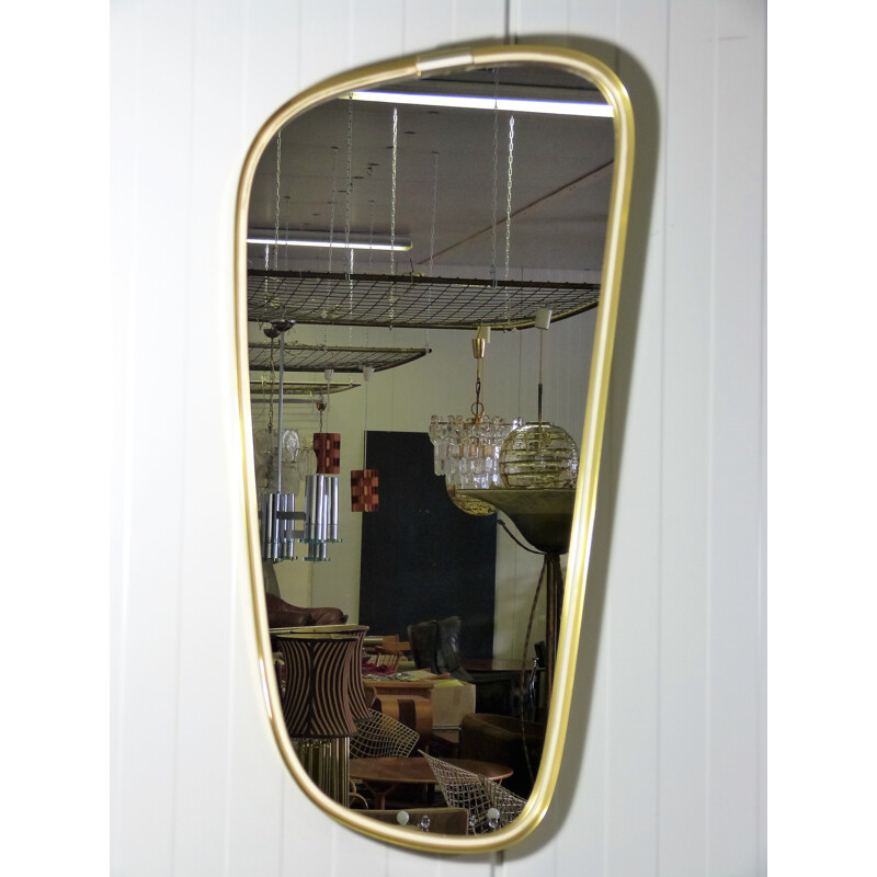 Vintage Brass Mirror by Vereinigte Werkstatten Munchen - 1950s