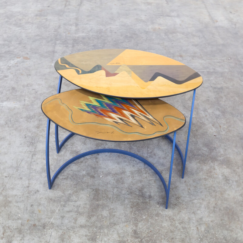 Pair of wooden side tables by Carlo Malnati - 1990s