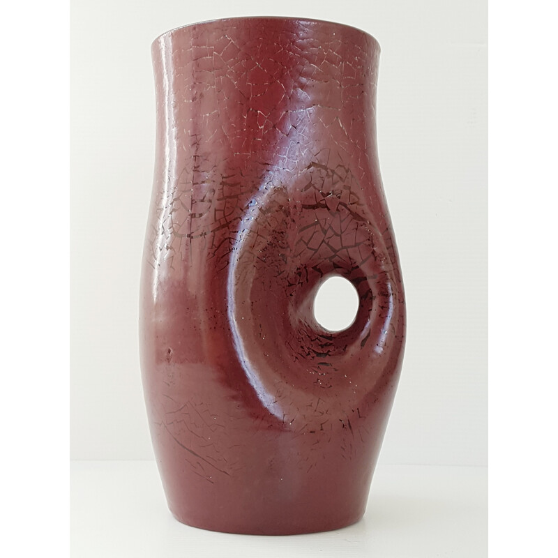 Vase en céramique Accolay signé AT - 1960 
