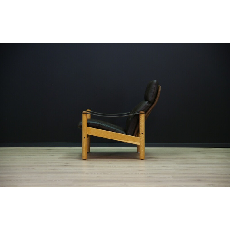 Fauteuil vintage danois en cuir noir - 1960