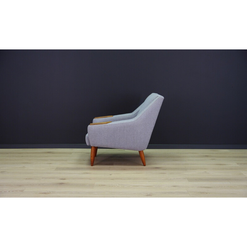 Vintage Danish armchair in teak and grey fabric - 1960s