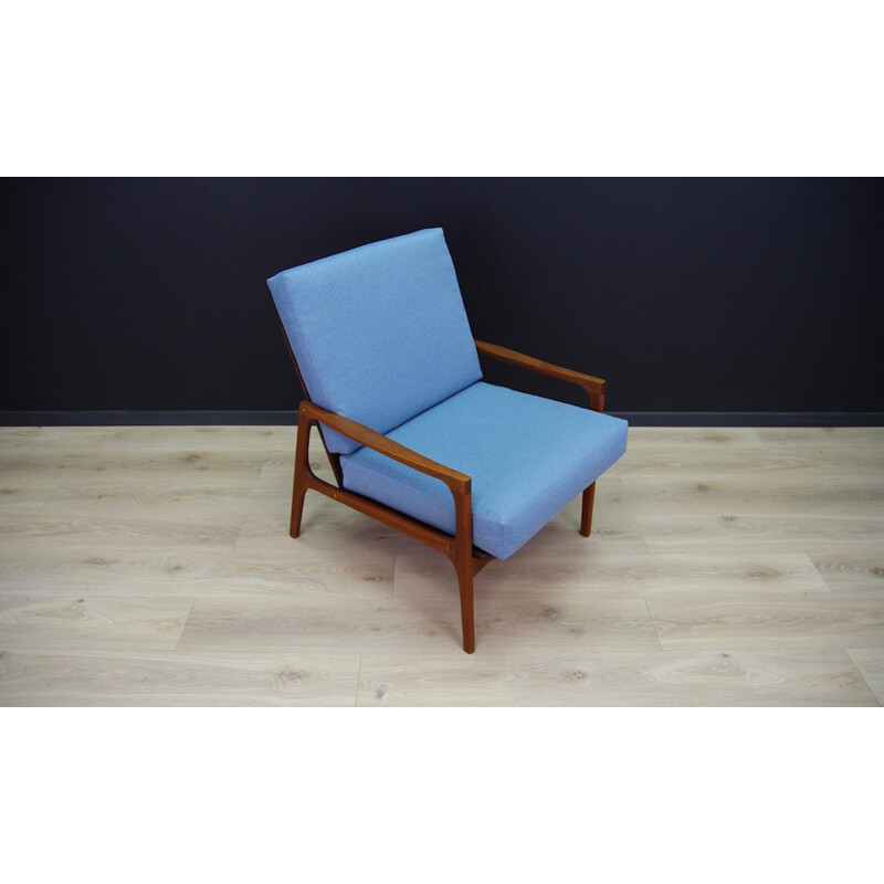 Vintage retro armchair in blue fabric - 1960s