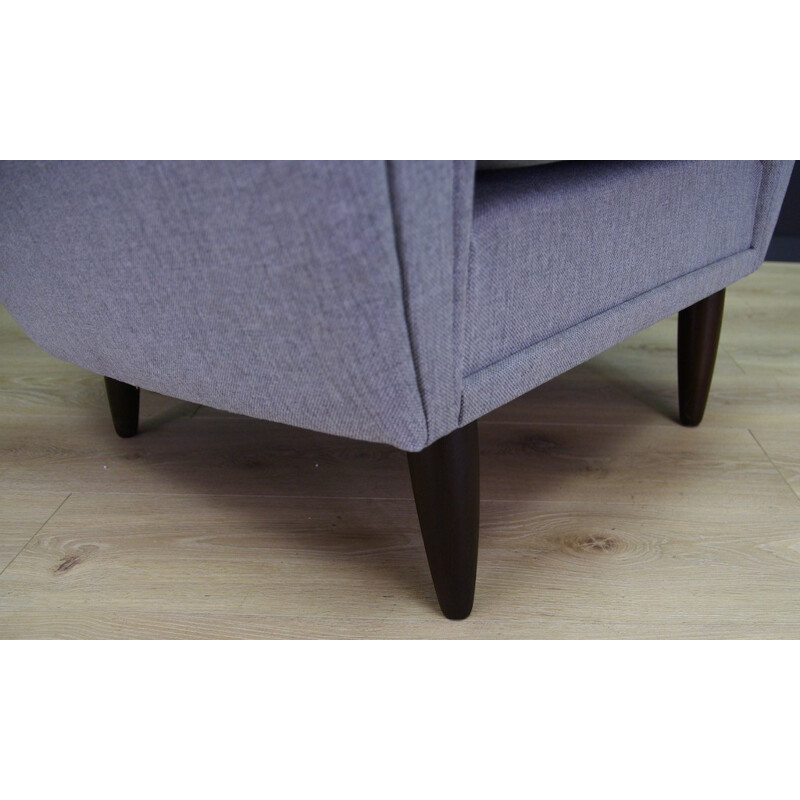 Vintage teak armchair in grey fabric - 1960s