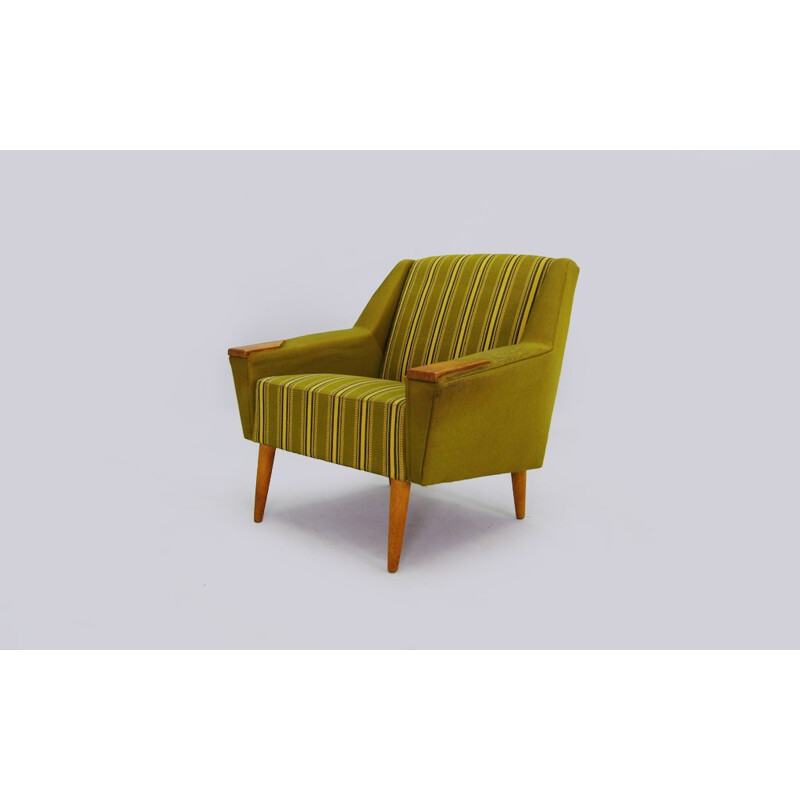 Vintage Scandinavian armchair in green fabric - 1970s