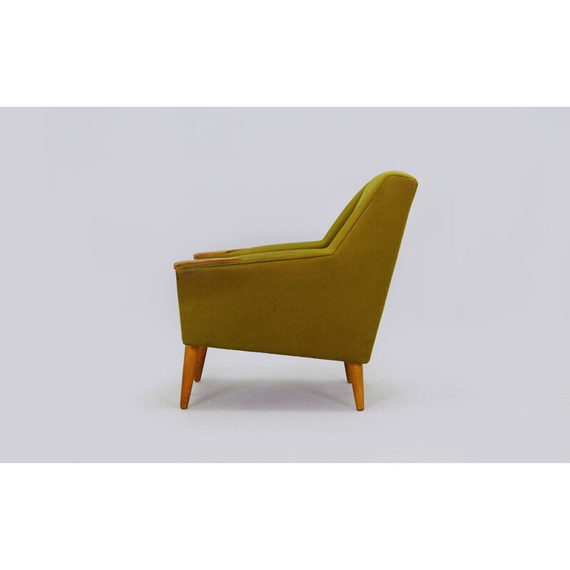 Vintage Scandinavian armchair in green fabric - 1970s
