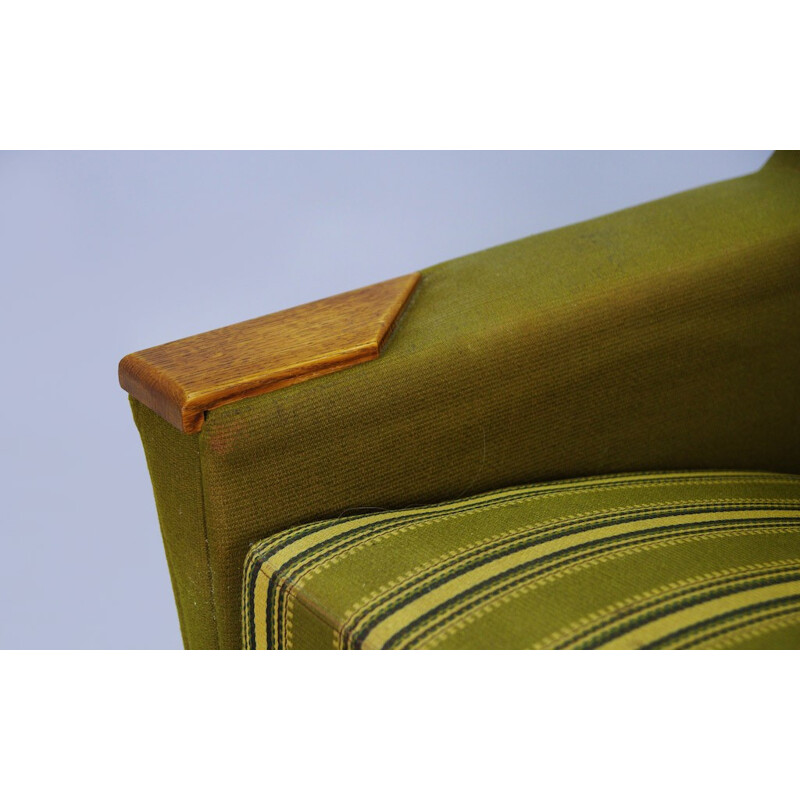 Vintage Scandinavian armchair in green fabric - 1970s