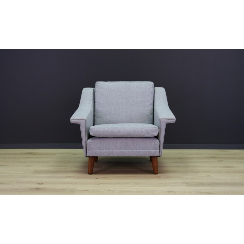 Vintage retro Scandinavian armchair in grey fabric - 1960s 