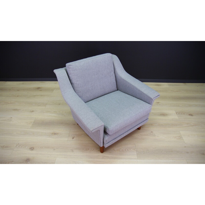 Fauteuil retro vintage scandinave en tissu gris - 1960