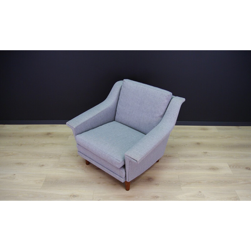 Vintage retro Scandinavian armchair in grey fabric - 1960s 