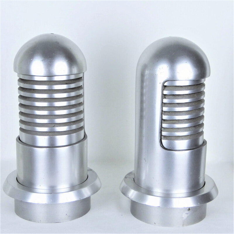 Set of 2 Vintage "Column" lamps made of cast aluminum - 1960s