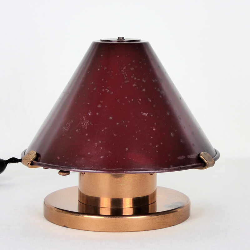 "Dome" table lamp, lacquered and copper metal - 1940s