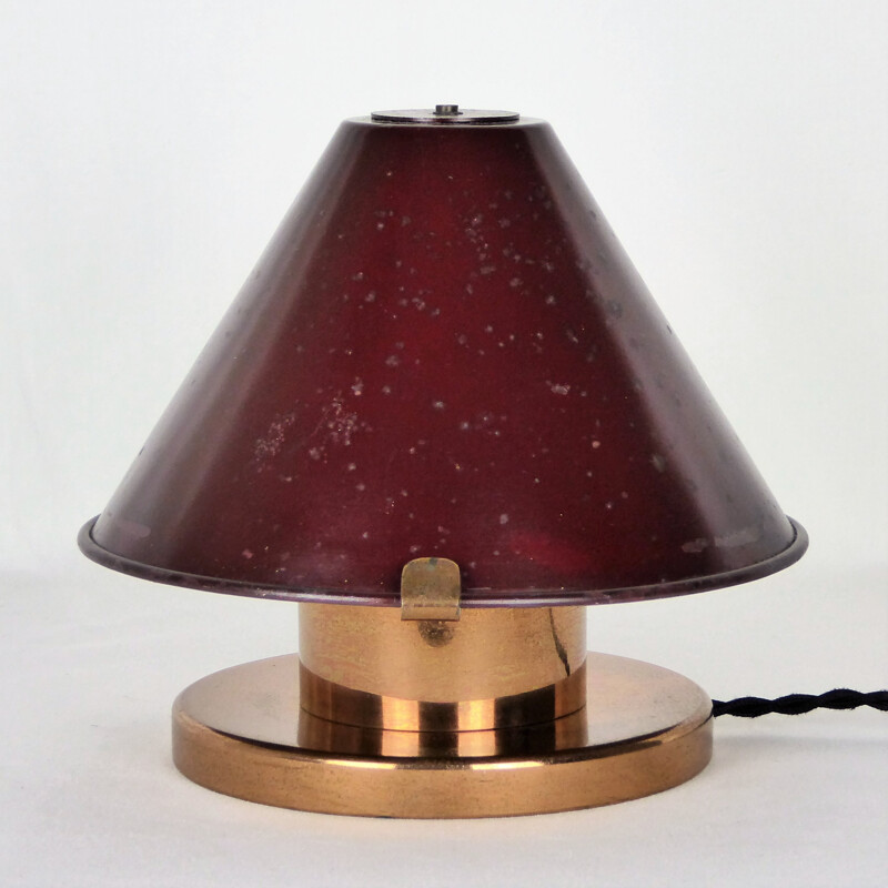 "Dome" table lamp, lacquered and copper metal - 1940s