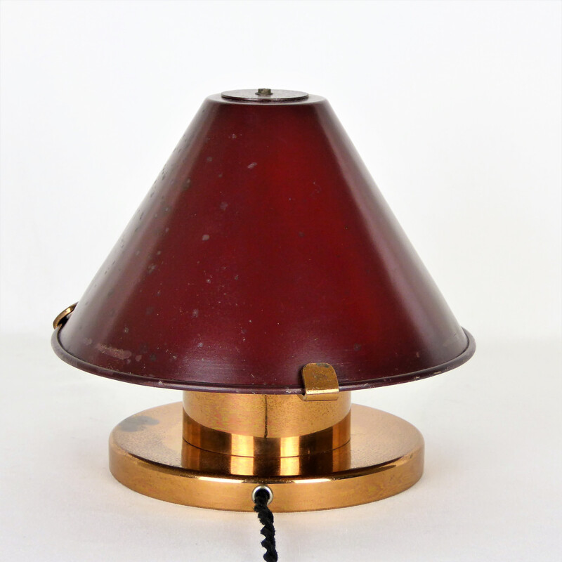 Lampe de table "Coupole" métal laqué et cuivré - 1940