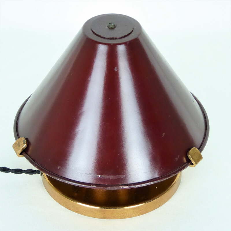 Lampe de table "Coupole" métal laqué et cuivré - 1940