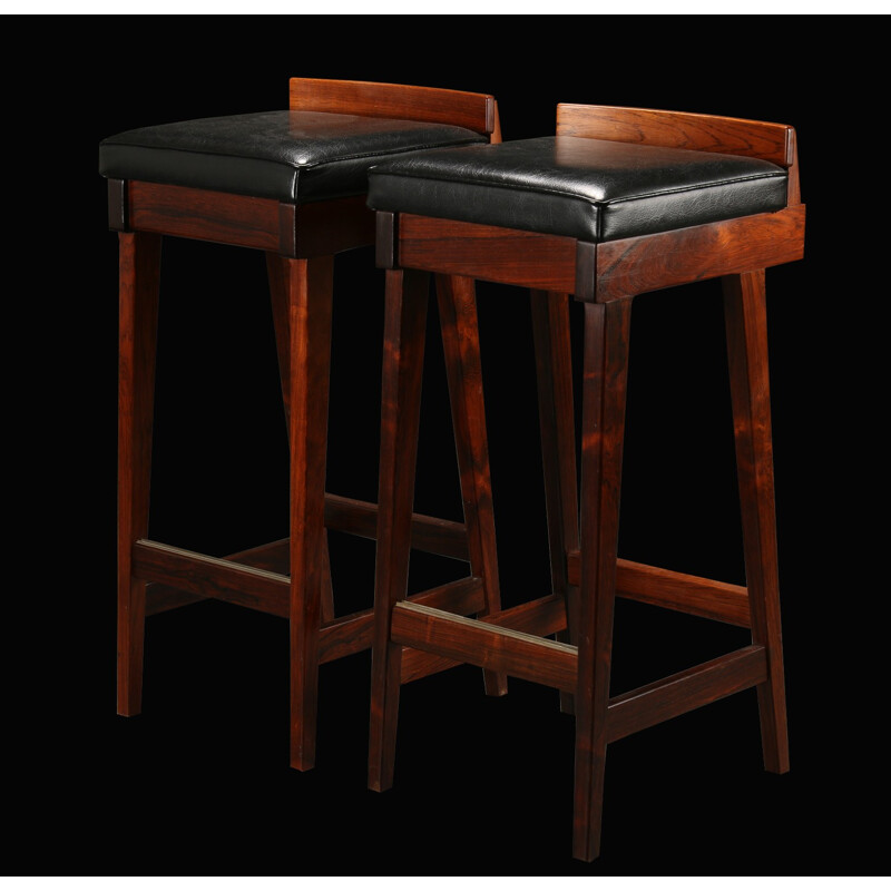 Pair of Danish Rosewood Barstools by Erik Buck for Dyrlund - 1960s