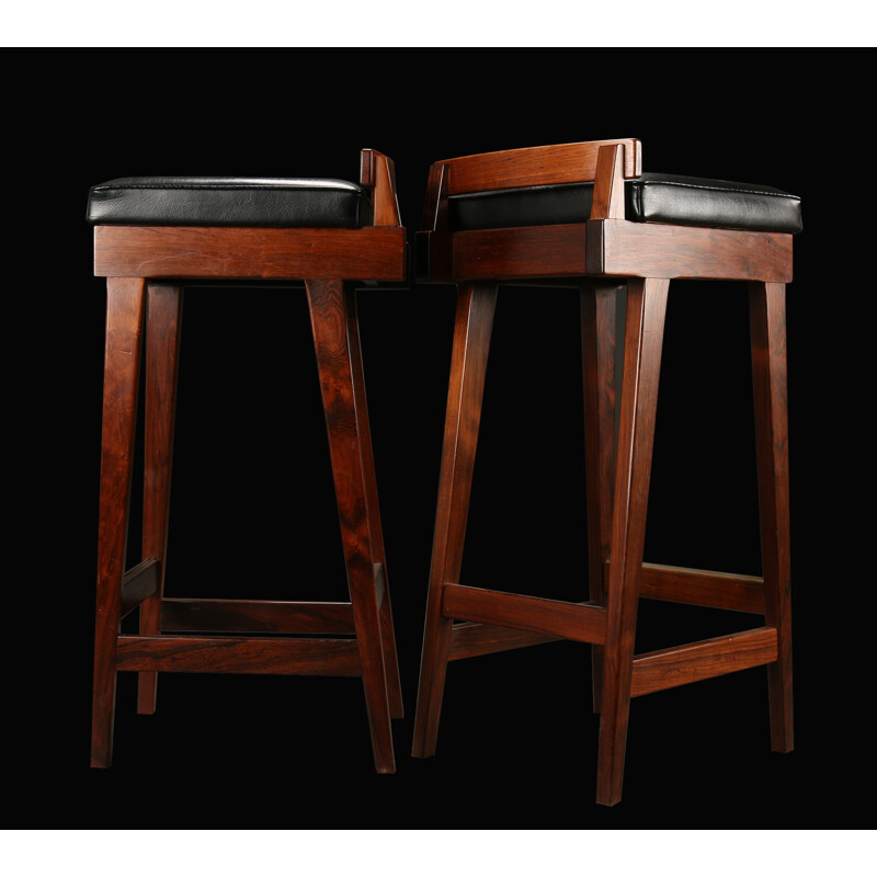 Pair of Danish Rosewood Barstools by Erik Buck for Dyrlund - 1960s