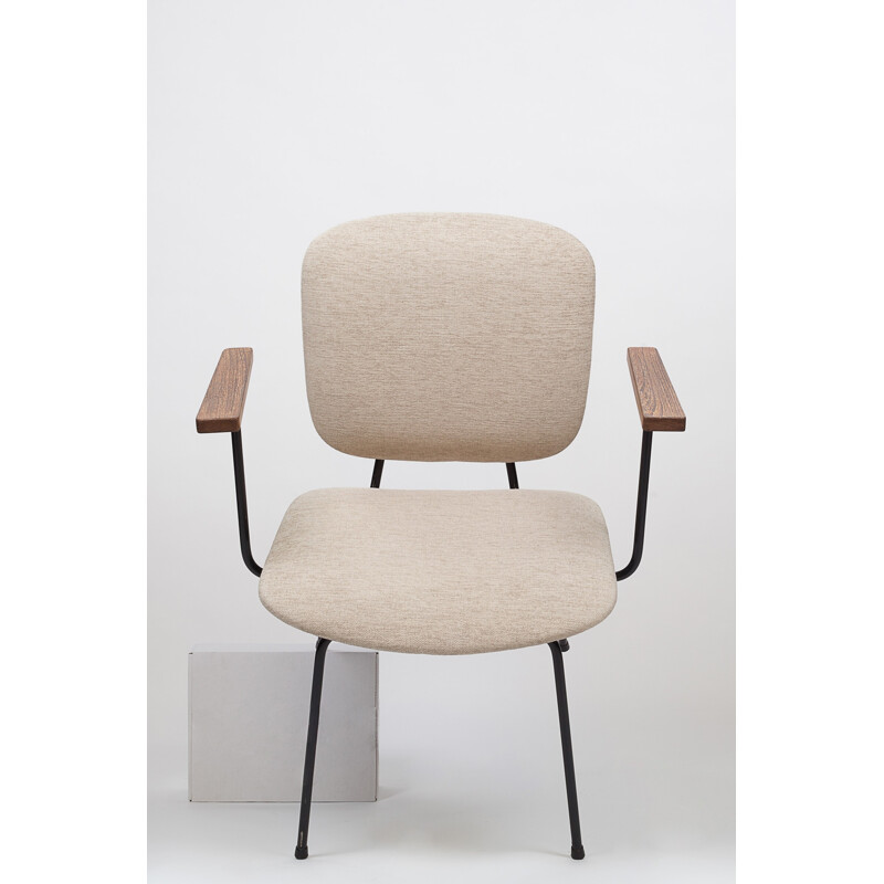 Fauteuil en métal et bois pour Gispen - 1950