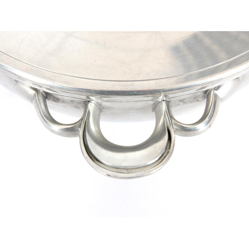 Vintage silver disko metal pot with lid by Just Andersen, 1930