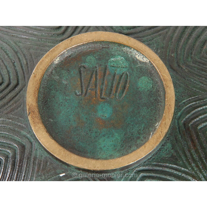 Bol en bronze motifs cannelés par Axel Salto - 1940