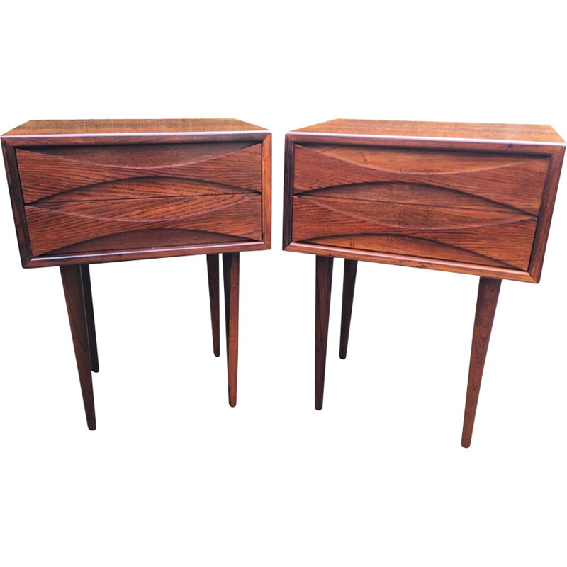 Pair of Rosewood 2 drawer bedside tables by Arne Vodder for NC Mobler Odense - 1960s