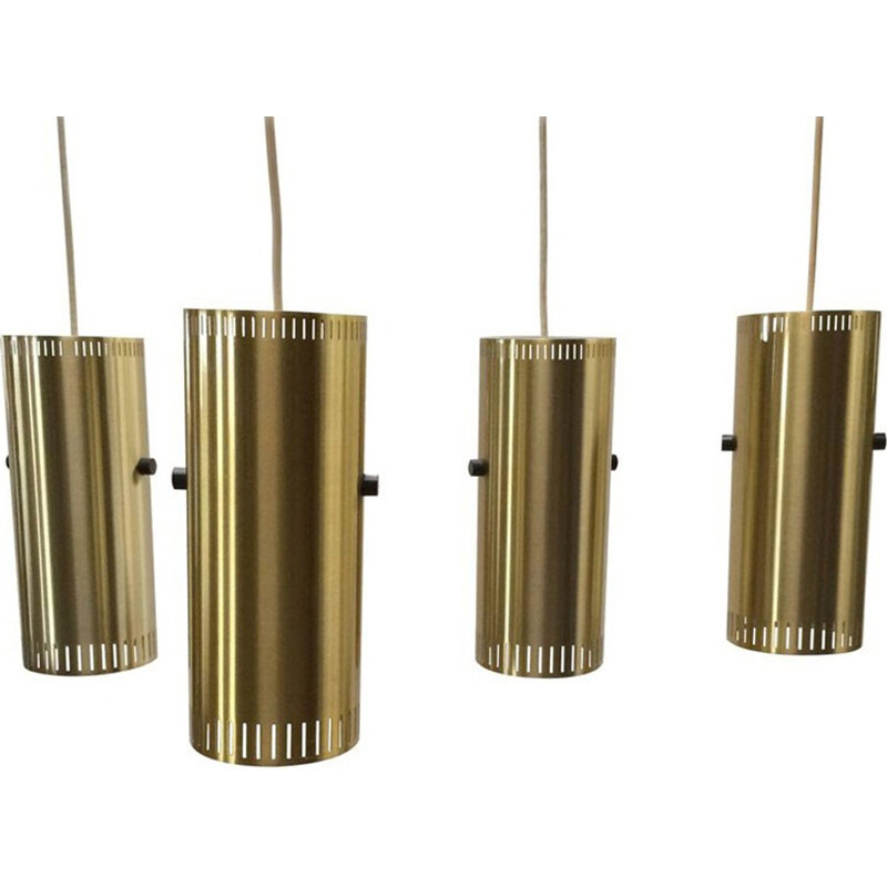 Set of 4 Trombone Pendant Lights in Aluminium by Jo Hammerborg for Fog and Mørup - 1950s
