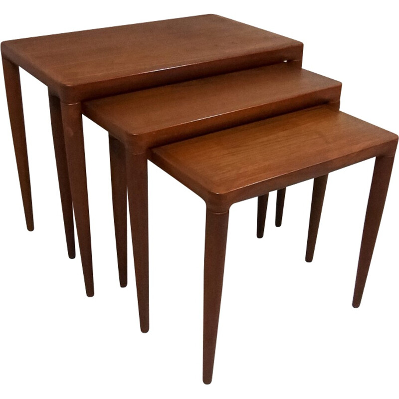 Set of 3 teak nesting tables by H.W. Klein for Bramin Denmark - 1960s