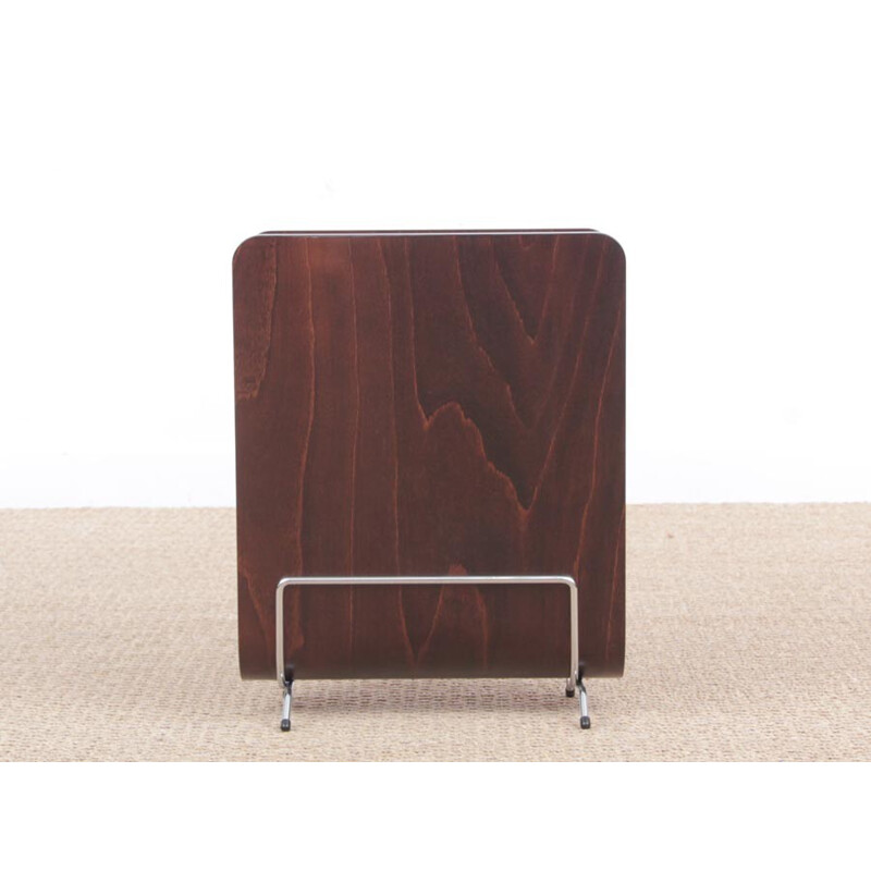 Scandinavian rosewood-colored magazine rack in beechwood - 2000s