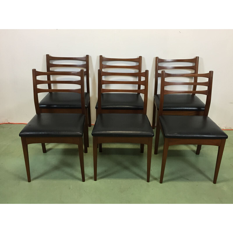 Set of 6 black chairs - 1960s