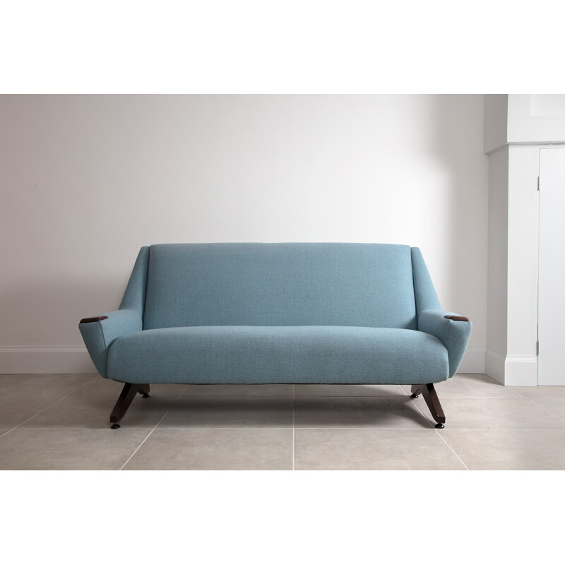 Vintage Upholstered Blue Sofa - 1950s