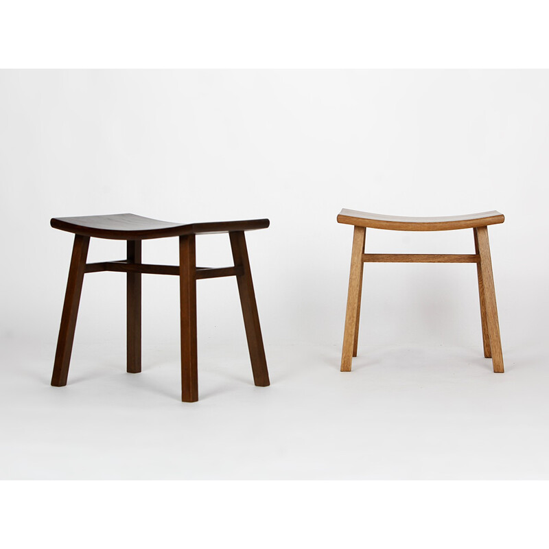 Pair of vintage stools in oakwood - 1960s