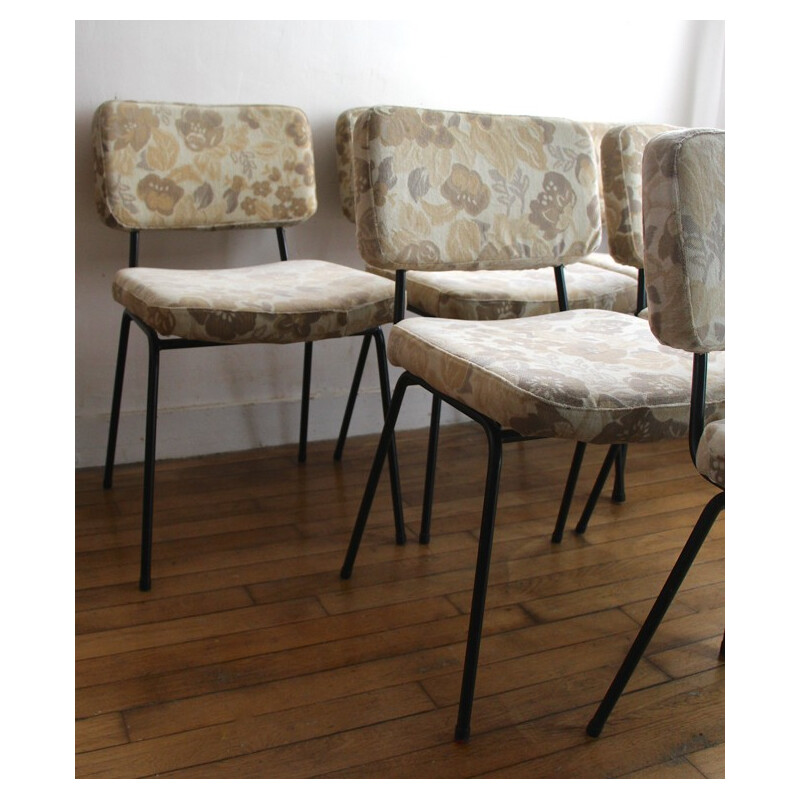 Set of 6 velvet chairs, André SIMARD - 1950s