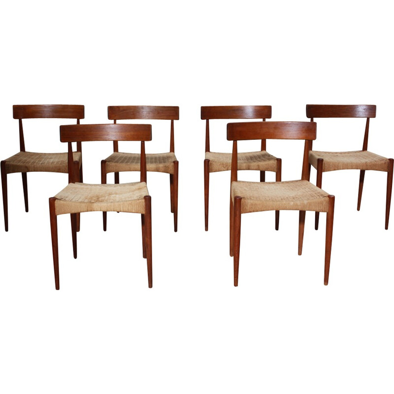 Set of 6 Danish Chairs by Arne Hovmand Olsen for Mogens Kold - 1960s