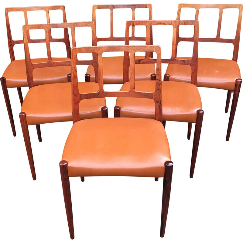 Set of 6 Danish Rosewood Chairs by Johannes Andersen for Uldum Mobelfabrik - 1960s
