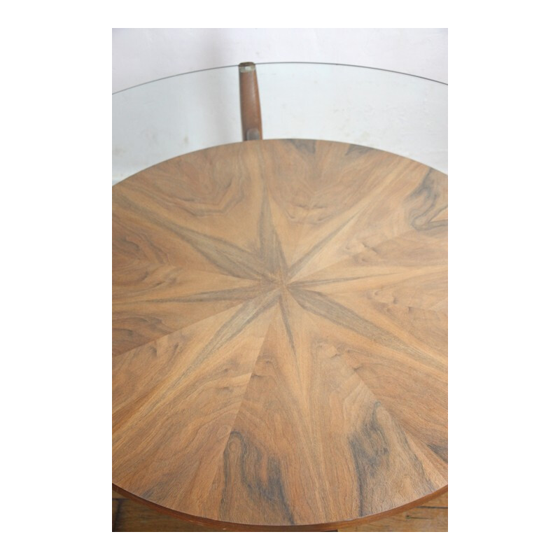 Vintage round teak coffee table - 1950s