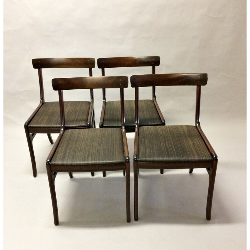 Set of 4 vintage mahogany chairs by Ole Wanscher for Poul Jeppesen, 1960